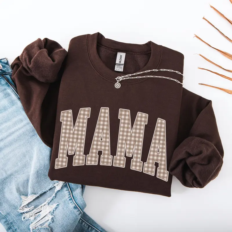 Gingham Mama Sweatshirt Mama Shirt Vintage Mama Shirt Trendy Mama Shirt Mothers Day Gift New Mama Baby Shower Pregnancy Announcement Shirt