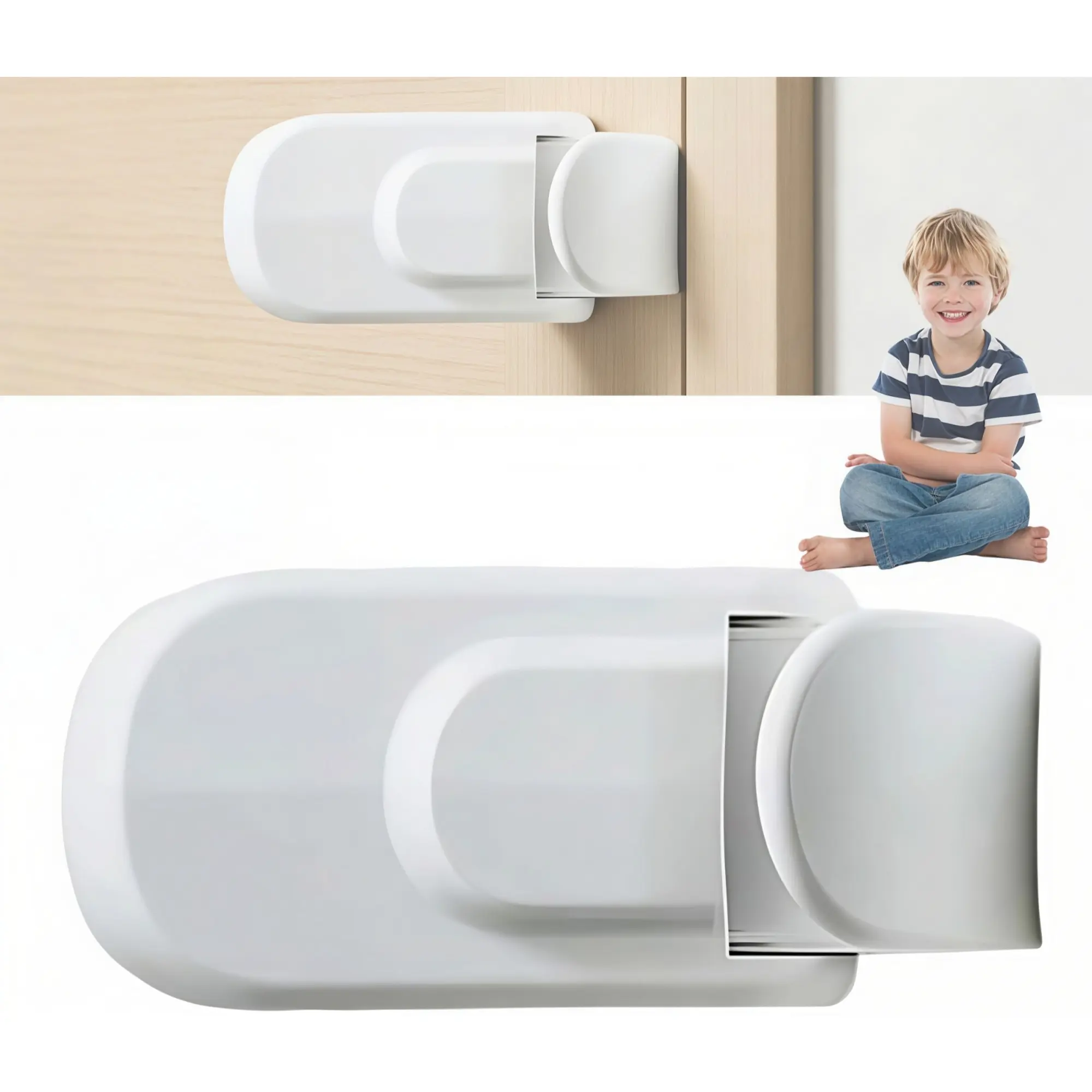 Child Safety Door Lock, Locking Clip-On Handle Security Lock Protection, Curious Child-Proof Lock for Renters, Easy-To-Use, Durable Design, Ideal for Home Use, Prevent Access, Easy Install