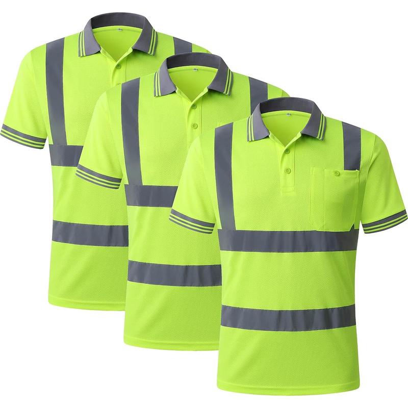 3 Pack Hi-Vis Safety Daily Work Construction Polo Shirts for Men for Women Polos de construcción de seguridad hv (066-3P-ONavy, XL)