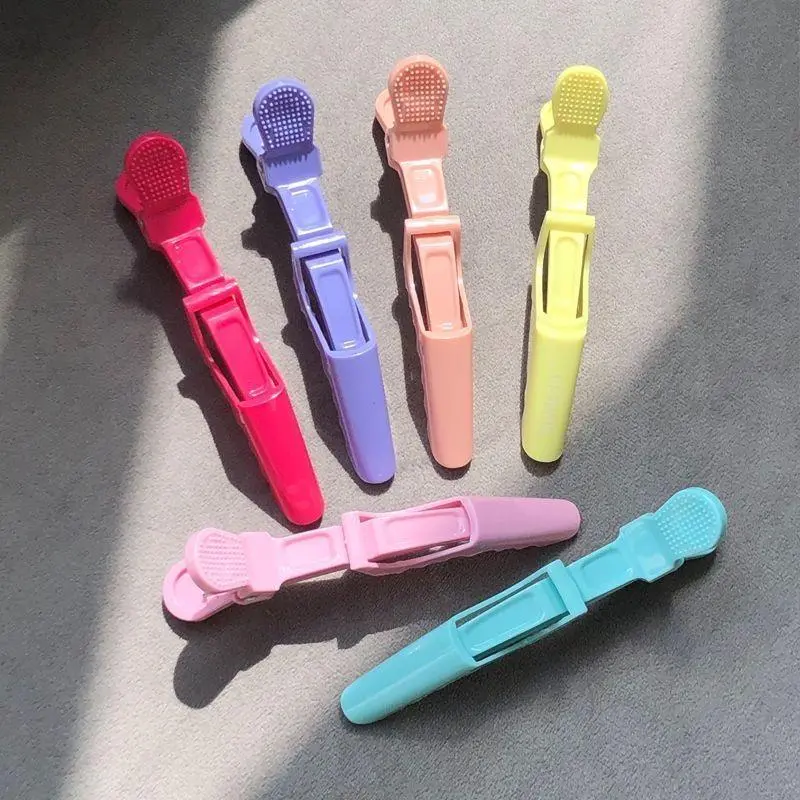 No-Crease Alligator Hair Clips with Silicone Band - Strong Hold, Non-Slip for Salon Styling, Heatless Curls & Face Cleansing, Strong Hold Clips, Overnight Curls, Hair Hacks, High Elasticity, Plain, Durable, Curling Clips, Hair Clips For Thick Hair