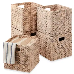 Best Choice Products Set of 5 Handwoven Water Hyacinth Storage Baskets – Natural Collapsible Organizers with Handles Best Choice Products Set of 5 Handwoven Water Hyacinth Storage Baskets – Natural Collapsible Organizers with Handles