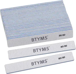 BTYMS 80/80 Grit Nail File - Professional Double-Sided Coarse Emery Boards for Shaping Acrylic & Gel Nails