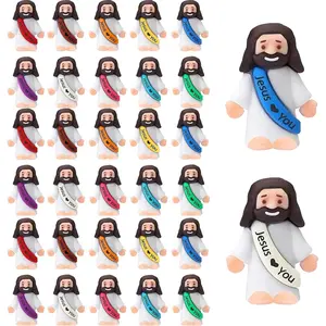 30PCS Little Jesus Figures, Mini Jesus Figurines in Bulk, Multicolor Tiny Jesus Figures, Miniature Figurines to Hide and Seek Religious Gifts for Easter Eg