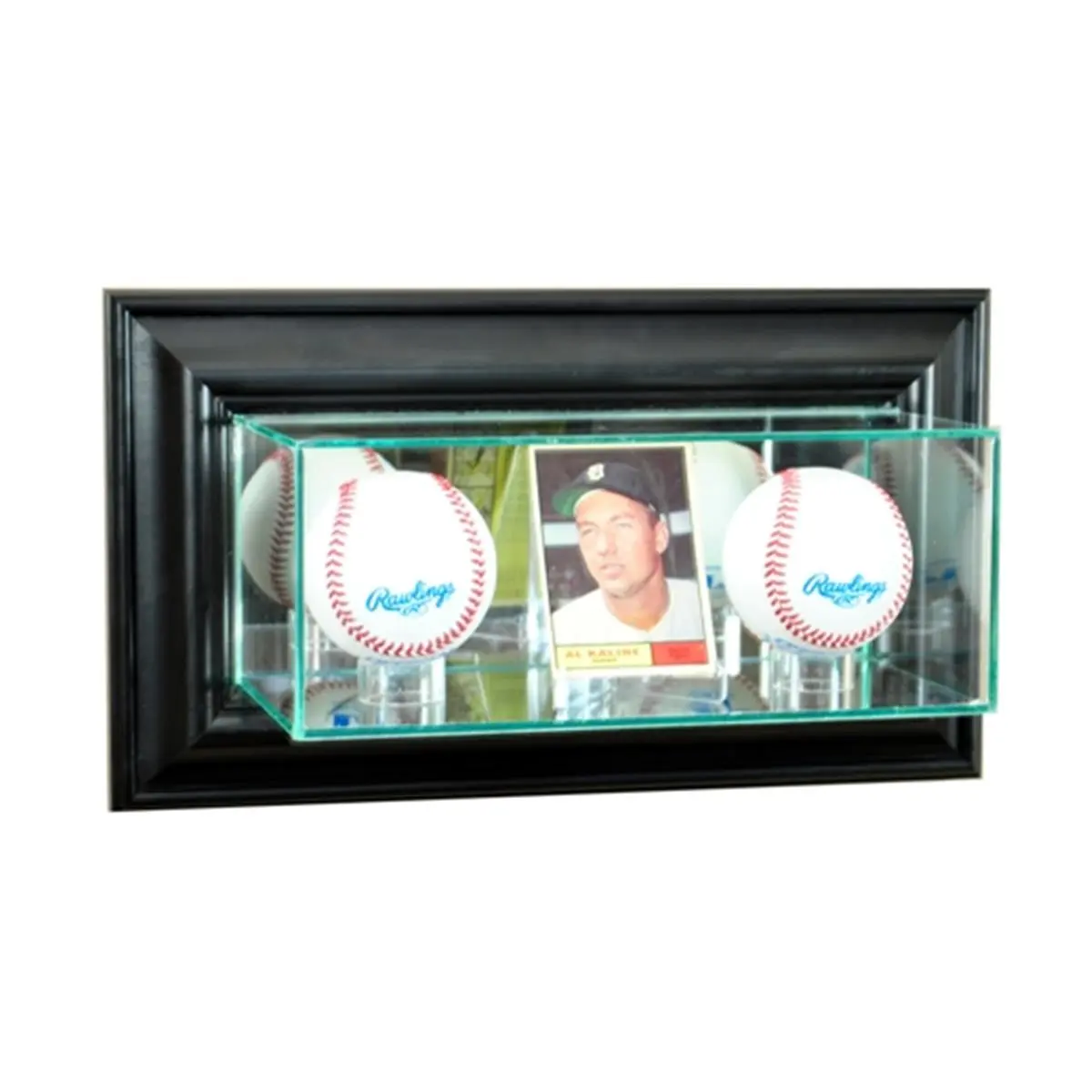 Perfect Cases  Wall Mounted Card and Double Baseball Display Case- Black
