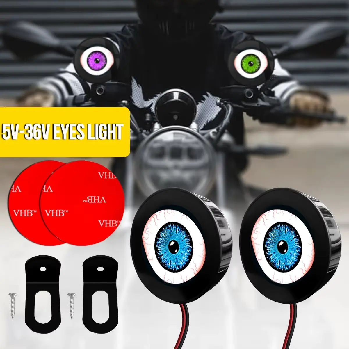 Motorcycle 3D Dynamic Devil Eye Decorative lights LED Light Retrofit ...