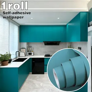 Pure Color Peacock Blue Vinyl Self-Adhesive Sticker, Matte Surface, Upgrade Aluminum Foil Base, Strong Coverage, Home Decor, Wall Renovation, Self Adhesive Wallpaper, Peel and Stick Wallpaper Designs