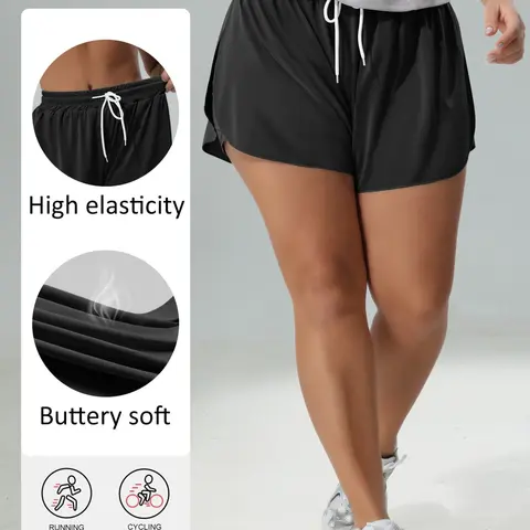 Women's Summer Casual Gym Shorts with Pockets, Yoga Three-Quarter Pants, Drawstring Elastic Waist Sporty Shorts, Running Workout Shorts, Buttery Soft Feel, Workout Clothes Women