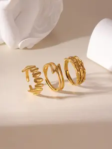 3-Piece Layered Fork Ring Set for Women, Stylish Daily Wear Jewelry, Trendy Accessories for Everyday Use