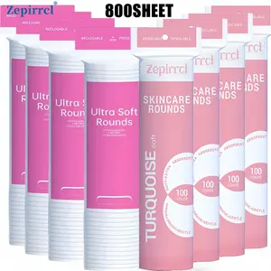 800 sheets disposable thickened round makeup pads/cleansing pads, dry & wet dual-use multi-purpose skincare tool for facial care, suitable for daily skincare and skin cleansing, 6×6 cm