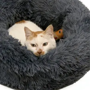 120CM/47Inch Calming Dog & Cat Bed Warm Donut Bed, Anti-Anxiety Donut Cuddler Warming Cozy Soft Round Bed, Calming Dog Beds for Small Medium Dogs - Round Donut Washable Dog Bed, Anti-Slip Donut Cuddler Anxiety Cat Bed