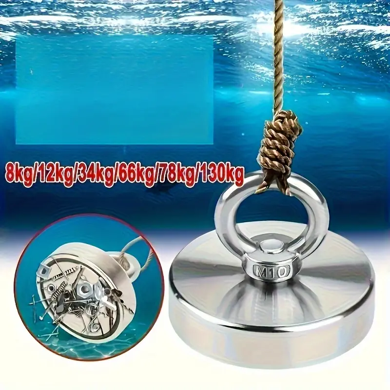 1X180 lbs Magnet Fishing Kit - Large Nd Rare Earth Magnet, Neodymium Magnets, Strong Magnetic, Suitable for River, Magnet Fishing, Home, Kitchen, Indoor/Outdoor Use | Stainless Steel Construction | Fishing Kit Fishing Magnets Heavy Duty