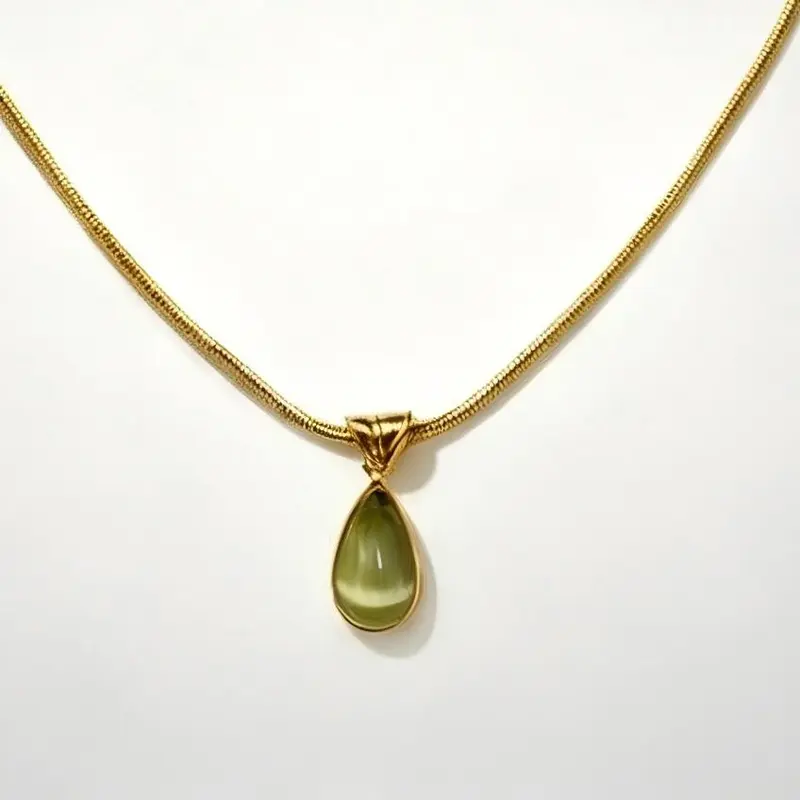 Women's 2026 Elegant Teardrop Colored Gemstone Pendant Chain - Forest Green/Ocean Blue Costume Jewelry, Lightweight, Versatile, Comfortable, Metal Coated, Casual/Daily Work Accessories, Gifts for Adulting Women, Blue and Green Gem Necklaces
