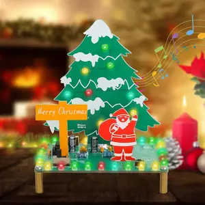 DIY Christmas Tree Soldering Kit– Santa Xmas Tree Soldering Project Kit with RGB LED & Music | DIY Electronic Soldering Practice Kit for Teens & Adults & Students | Perfect Present for Xmas
