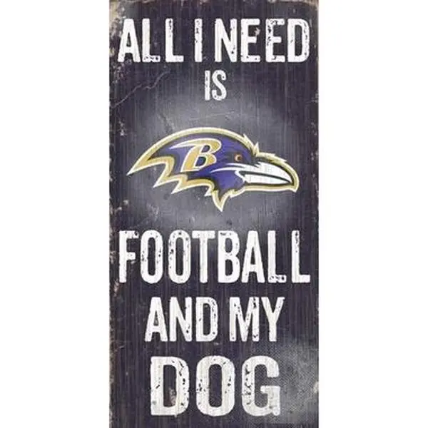 Fan Creations N0640 Baltimore Ravens Football And My Dog Sign, Decor, Gift, Home Decoration