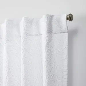 Set of 2 (84"x50") Textured Matelassé Hidden Tab Top Light Filtering Curtain Panel White - Nicole Miller