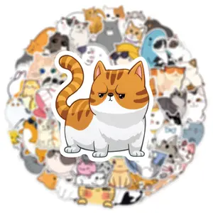 Cute Cat Stickers 50pcs – Waterproof, UV-Resistant Vinyl Decals for Water Bottles, Laptops, Planners & Bedroom Walls