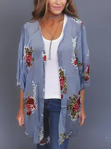 Women's Casual Fashion Floral Print Jacket, Irregular Hem Loose Fit Outerwear, Daily Commute Vacation Wear, Stylish Open Front Cardigan