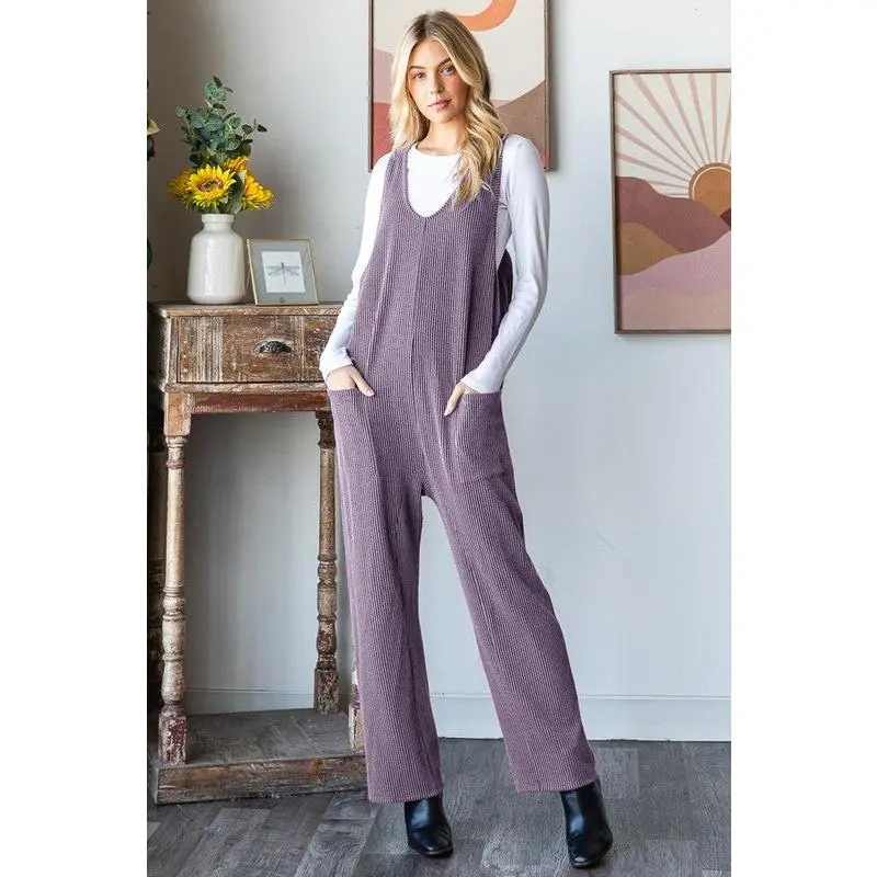 Ribbed Sleeveless Jumpsuit Dusty Lavender