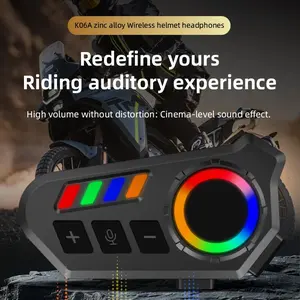 2026 Zinc Alloy Motorcycle Helmet Bluetooth Headset  | 40 Hours Battery Life | IP65 Waterproof | RGB Colorful Lighting Effects | AI Voice Assistant bluetooth-compatible