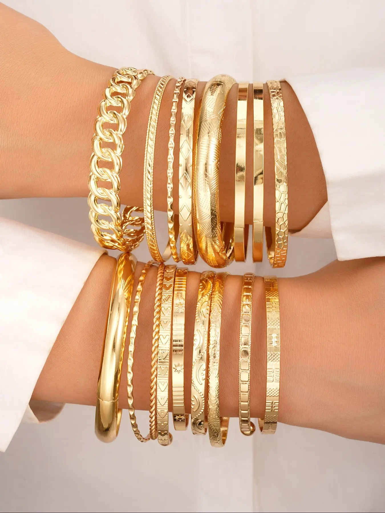 Elegant Open Bangle Bracelet Set for Women, 17-Piece Adjustable Bangles Collection, Bracelet Stack, Stack Bracelets, Perfect Gift for Daily Wear & Parties, Adjustable Cuff, Stackable Bracelet Set