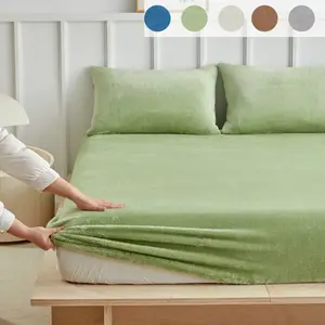 Arctic Velvet Bed Sheet Set, Deep Pocket Fitted Sheets, Soft Washable Non-Shrink, Multiple Sizes Fits Mattress Up to 11.81 Inches High, Soft Bedding Sheet