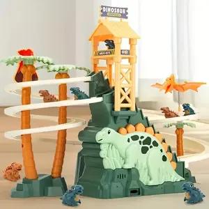 Dinosaur Electric Track Car for Kids Aged 3+, Music Function, Fun Educational Toy, Home Play Scene, Includes 5 Dinosaurs, Battery Not Included