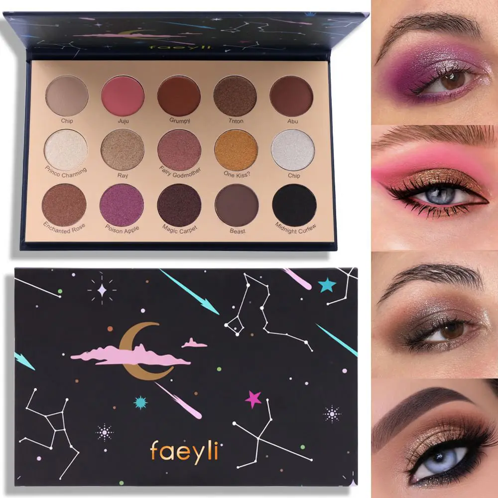 15-Color Eyeshadow Palette - Matte, Metallic, Glitter, Shimmering Beauty Eyeshadows, Highly Pigmented, Long-Lasting, Blendable Natural Makeup, Ideal for Outdoor Use, Great Gift