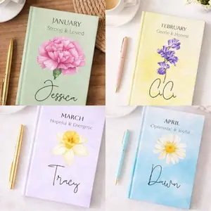 Birth Month Flower Hardcover Journal — Personalized Notebook