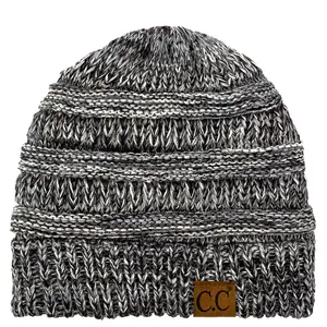 Auline Collection C.C YJ816 Trendy Three-Toned Cable Knit Beanie for Men and Women Winter Warm Cuff Cap Hat Soft Stretch Fabric Chunky Knit Design