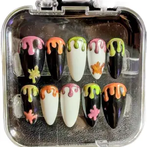 Y2K Drip Cat Eye Nail Polish, Multi-Colored Design, Stylish Acrylic Nails Manicure Cosmetic Polish