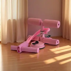 Ab Training Auxiliary Device with Double Suction Cups 3-Level Height Adjustment Portable Adjustable Sit up Equipment for Home Gym Multi-Functional Core Trainer for Abs Workout Pink Abdominal Exercise Board Abdominal Roller Wheel