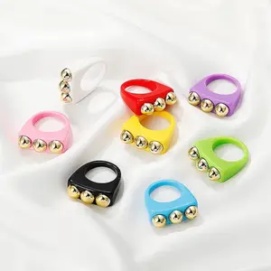 Candy-Colored Medium Size Knuckle Stackable Ring - Vibrant Resin Statement Jewelry for Playful Outfits - Unique Design for Each Finger
