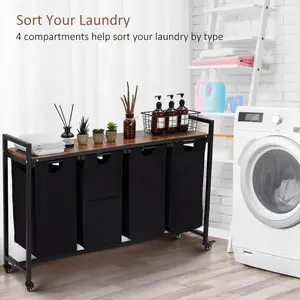 Laundry Hamper 3 Pull-Out Removable Bags, Laundry Basket Organizer with Top Shelf, Dirty Clothes Storage Sorter for Laundry Room Bedroom Dorm