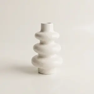 Stacked Bubble 3-Tier Vase, Gypsum White 5" bud vas