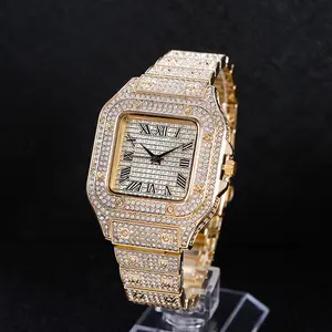 Large Face Square Unisex Luxury Fashion Women's Men's Crystal Watch Diamond Bracelet Watch