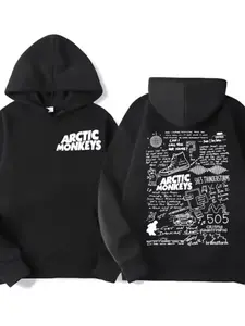 Retro Rock Arctic Monkeys Music Album Graphic Fitted Hoodies, Men Vintage Y2K Hip Hop Casual Hoodie, Punk Sweatshirt, Tour Wear