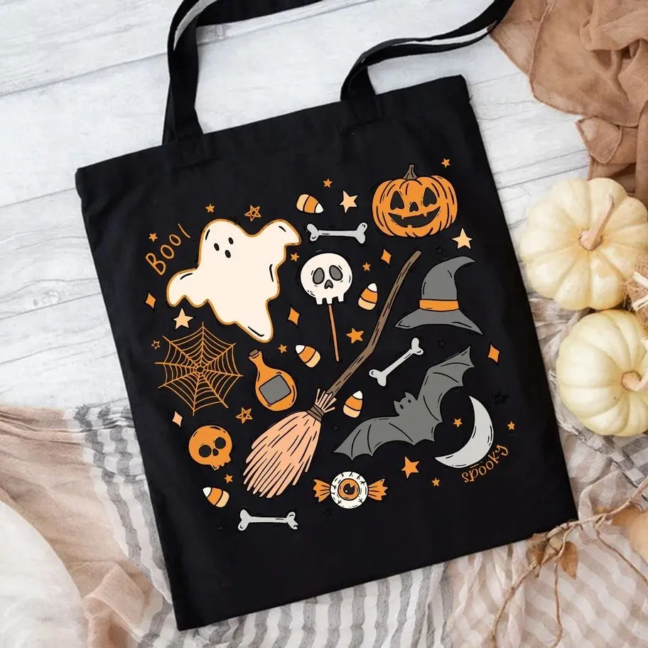 Halloween Tote Bag, Witchy Tote, Trick Or Treat Bag, Halloween Party Gift Bag, Kids Spooky Season Candy