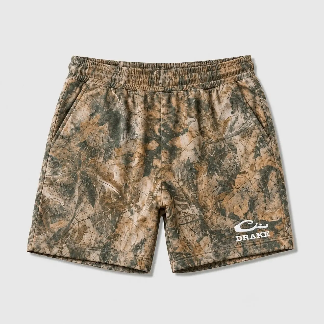 Drake Woodland Camo Shorts, Men's Hunting Performance Athletic Shorts, Lightweight Outdoor Activewear