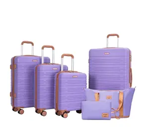 Amalodie 6 Piece Hardside Luggage Sets Hardshell Suitcase with TSA Lock Spinner Wheel and Travel Duffle Bag Light Purple