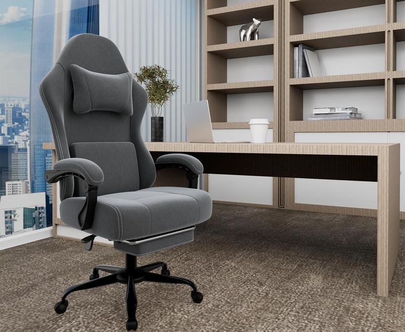 【Bellemave】Massage Gaming Chair with USB Lumbar Pillow - 350lbs Capacity, Retractable Footrest & Independent Pocketed Springs, 90-155° Recline