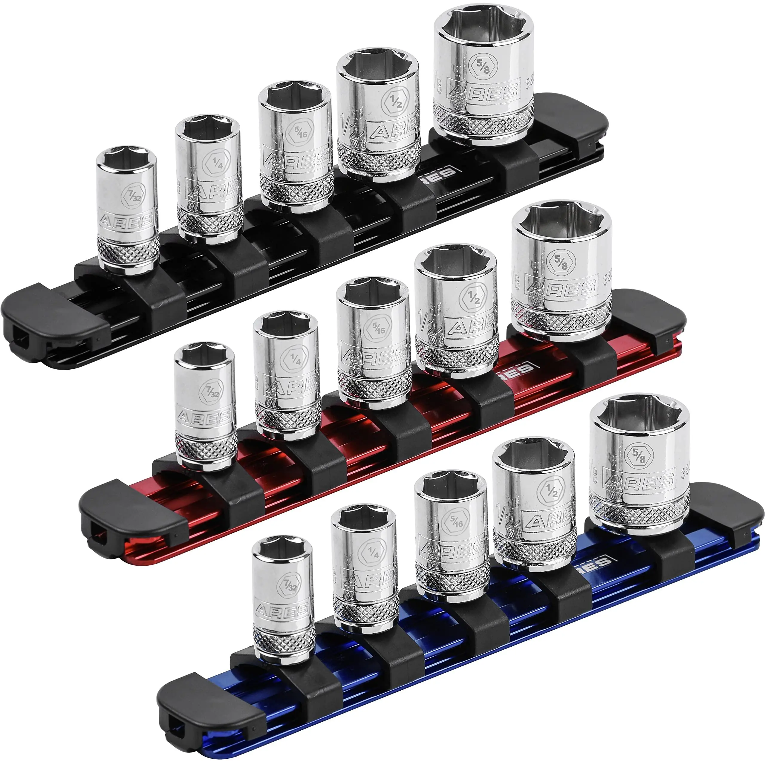 ARES 60084 1/4-In Multi-Color Socket Rail 6-In Locking