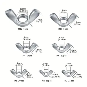 100 Piece Wing Nut Fastener Kit, Stainless Steel Butterfly Wing Nuts, Hand Twist Tighten Lug Wing Nuts, Durable & Versatile Tools, Construction Tools