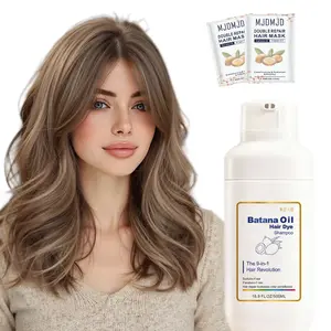 Light Brown 9-in-1 Hair Dye Shampoo, Instant Natural Hair Color for Gray Coverage, Herbal Formula, Semi-Permanent Hair Coloring Shampoo, Long-Lasting Results in Minutes, Easy to Use for Women & Men, 500ml