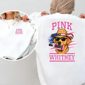 Cowboy Dog Pink Whitney Sweatshirt – USA Flag Western Country Graphic Pullover - Fashion Varieties - Universal Style Options