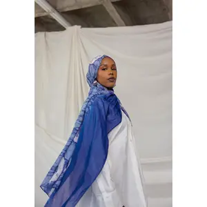 VELA Square Modal Hijab, Ocean Tides Print Head Scarf for Modest Fashion Enthusiasts