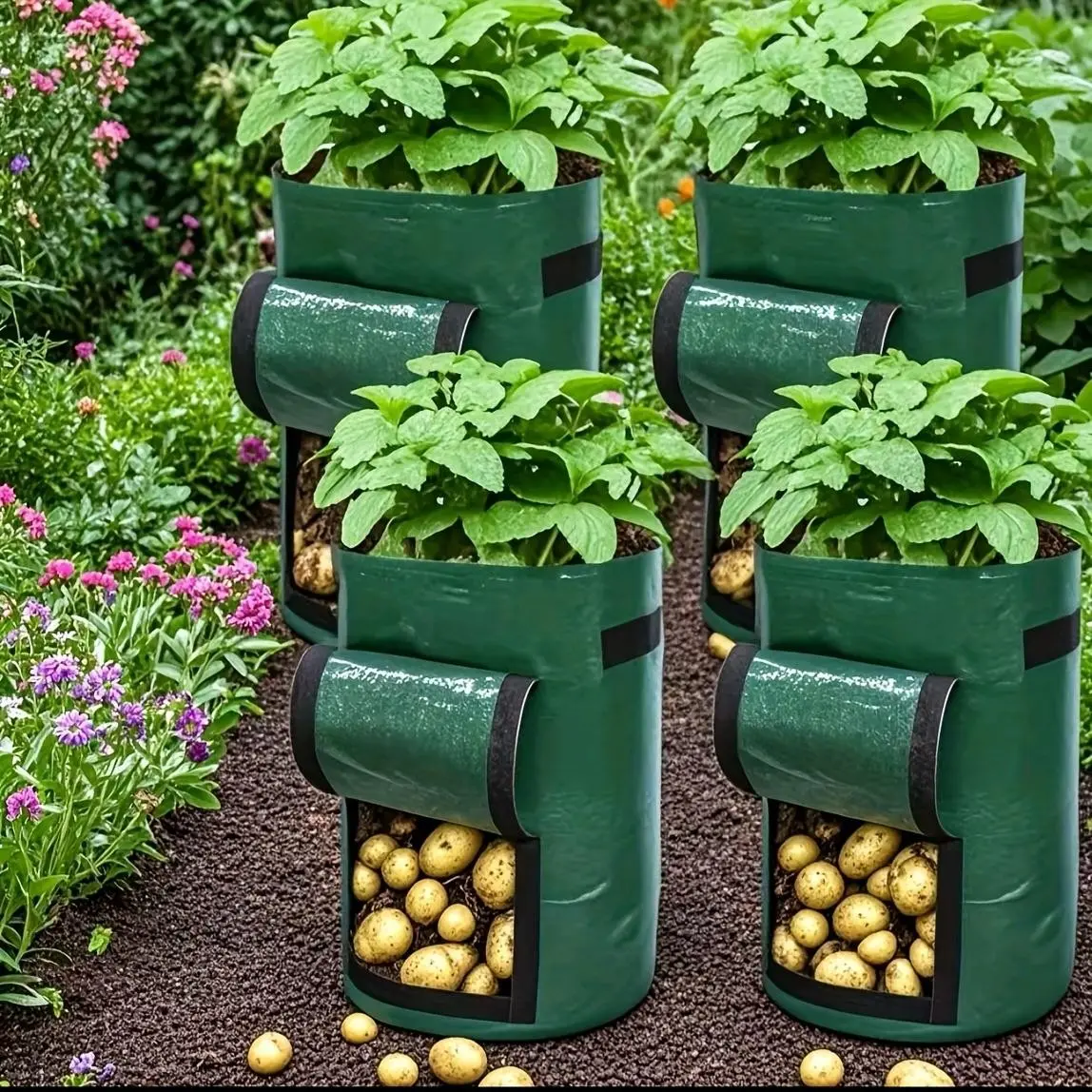 2/4/6 Piece 11.36L Potato & Carrot Planting Bags, Transparent Window, Breathable, Lightweight Garden Pots, Planter Bags, Balcony & Vertical Gardens, Potato Grow Bag, Potato Growing Bag