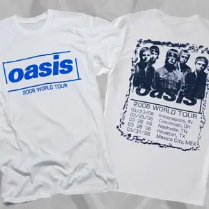 Oasis Band 2006 World Tour Britpop VTG Rare White Double Sided T-Shirt