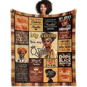 African American Aunt Gifts Blanket 60"X50", Black Aunt Birthday Gifts, Auntie Gift Ideas, Afro Encouragement Inspirational Gift for Auntie Women Mother's Day