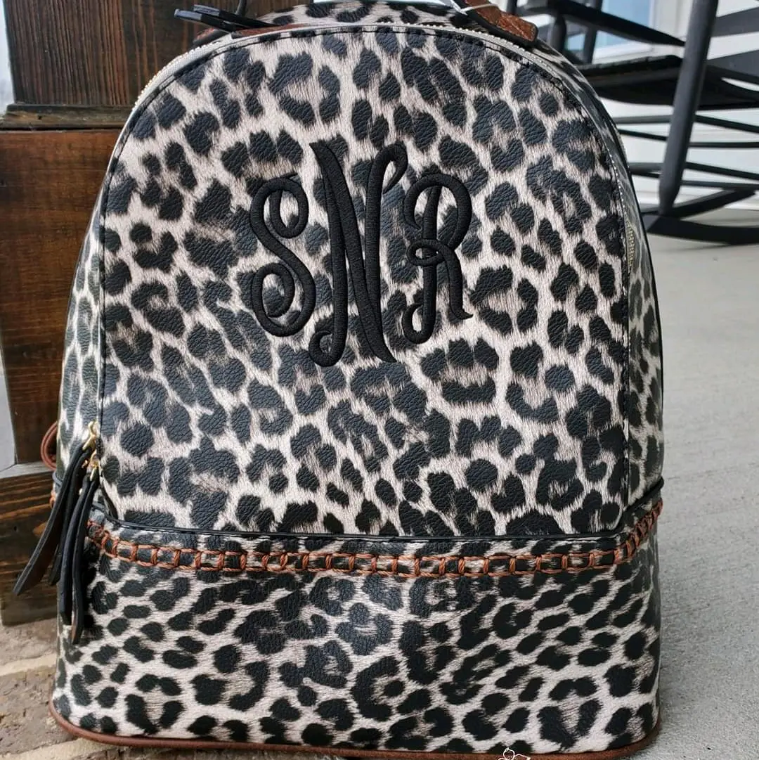 Animal Print Monogrammed Backpack