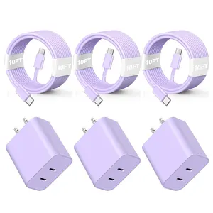 for iPhone 17 16 15 Fast Charger and 10ft Type C to C Cable Cord Long,Colour series 20W USB C Charging Block for iPhone 16 Pro/16 Plus/15 Pro Max/15,for iPad Wall Plug Power Adapter Cube Brick 12.9/11/Air 4th/6 Gen/Mini